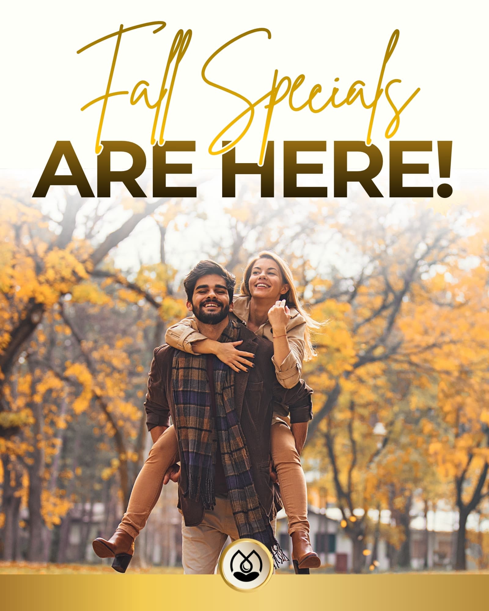 Prosper’s Fall Specials Are Here cover, with a couple outdoors among autumn trees