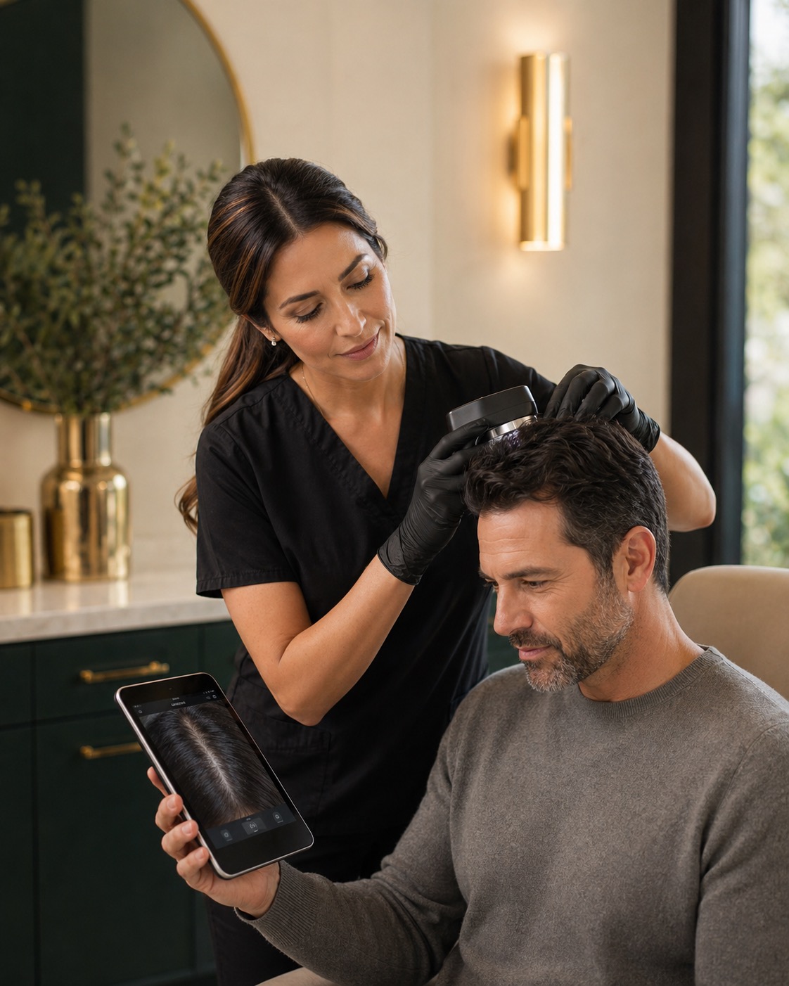 Man with healthy restored hair after Prosper hair restoration